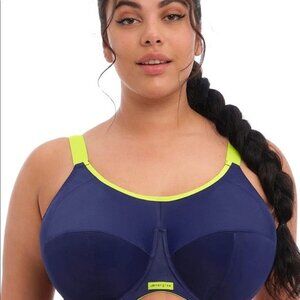 Elomi Navy and Neon Yellow Sports Bra